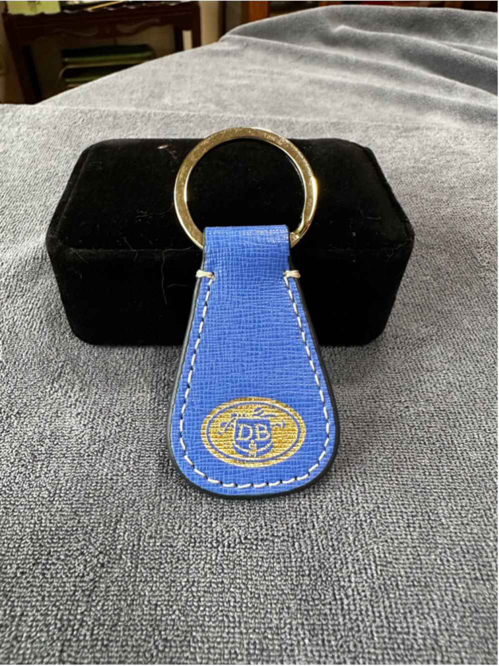 Dooney & Bourke Blue Leather & Gold Key Holder